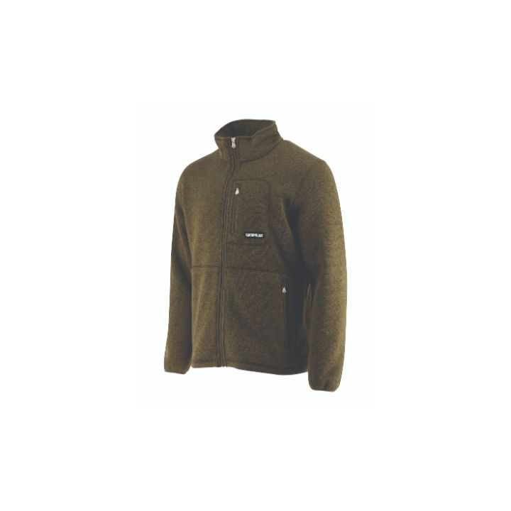 Caterpillar Foundation Fz Pocket Fleece - Mens Jackets - Olive - NZ (275ZFUEBS)